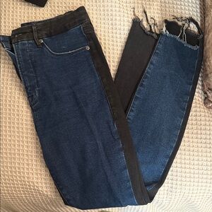 Good American good waist skinny jeans two toned